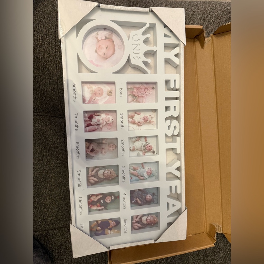 First Year Baby Photo Frame - White - Picture 2 of 2